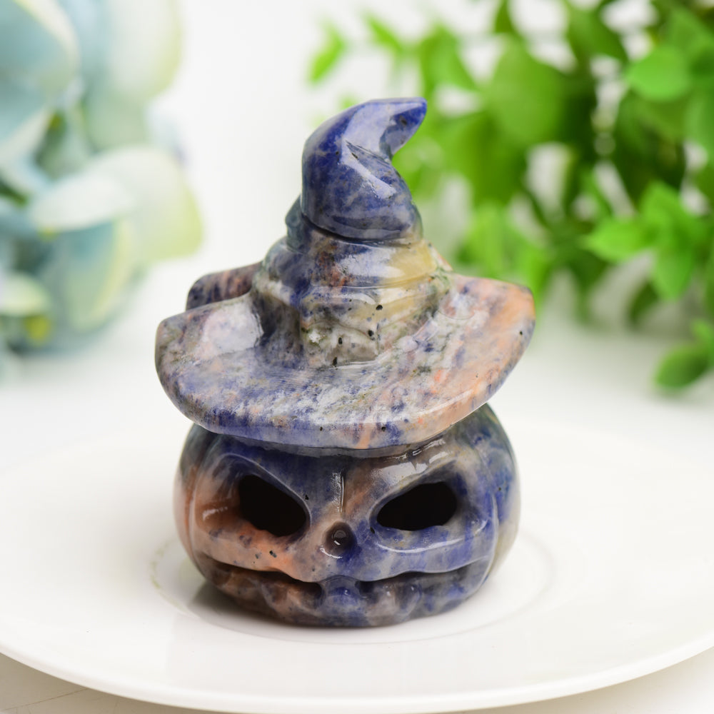 2.7-Inch Mixed Crystal Pumpkin Figurine Lamp for Halloween