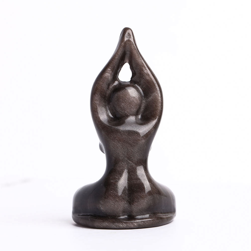 2.7-Inch Silver Obsidian Crystal Figurine Carving