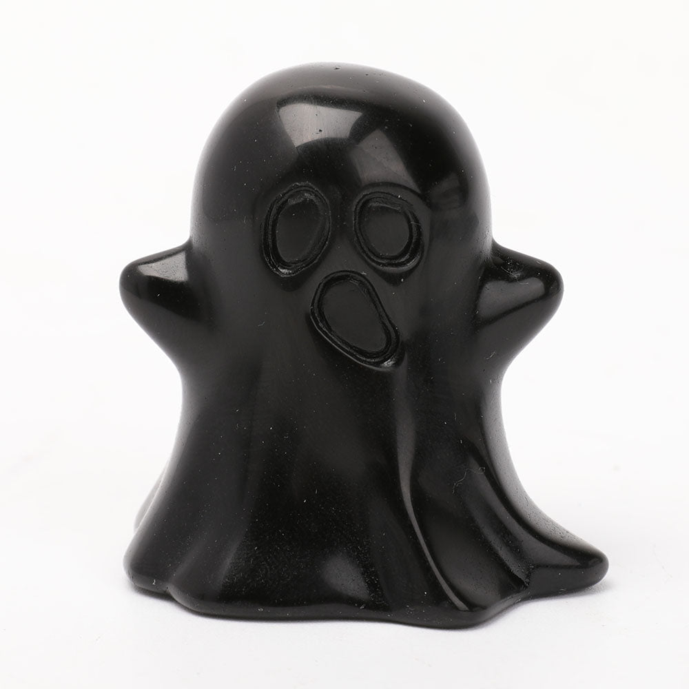 2" Black Obsidian Ghost Sculpture for Halloween Decoration