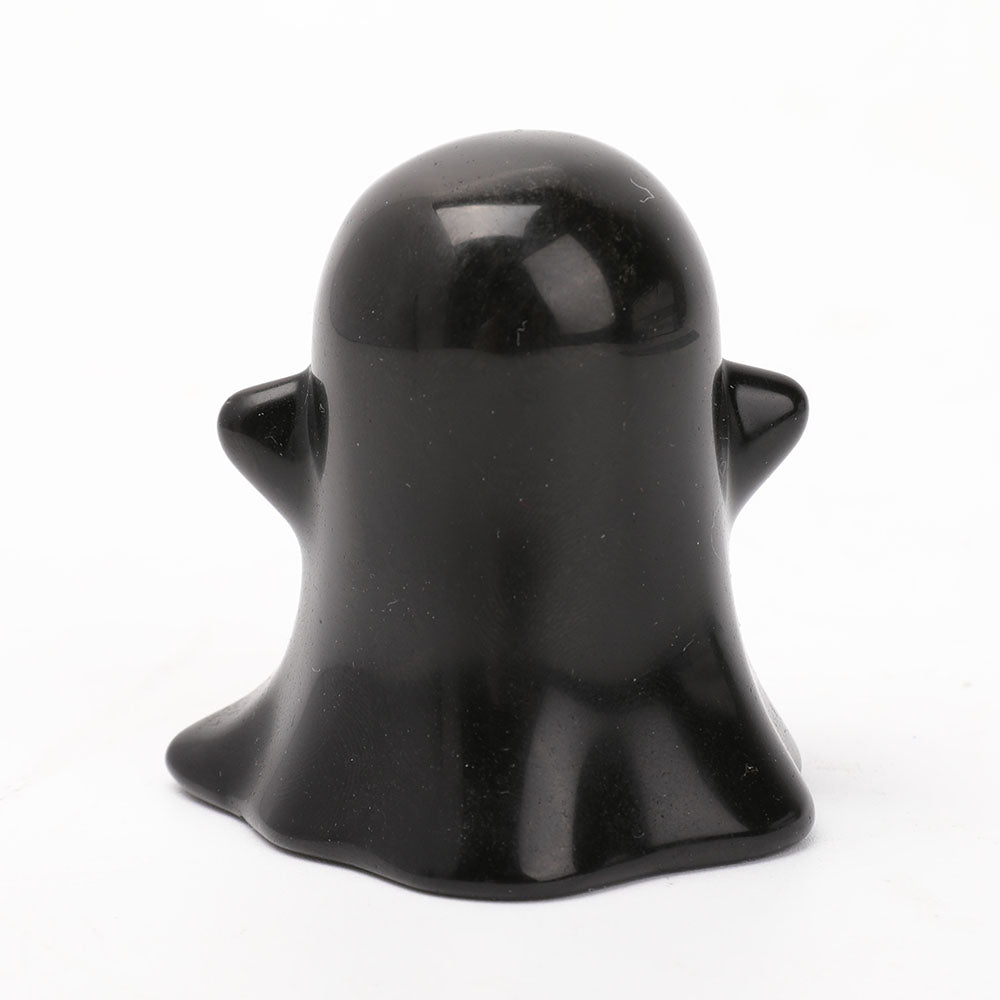 2" Black Obsidian Ghost Sculpture for Halloween Decoration