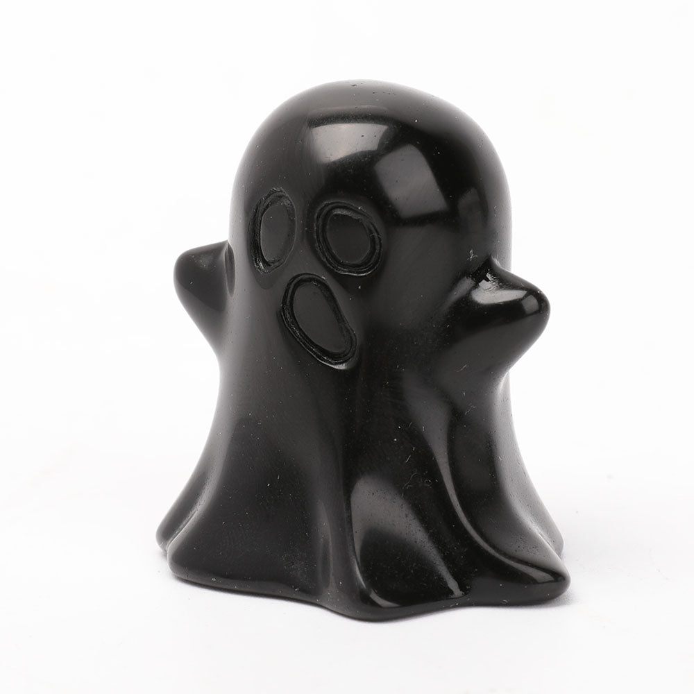 2" Black Obsidian Ghost Sculpture for Halloween Decoration