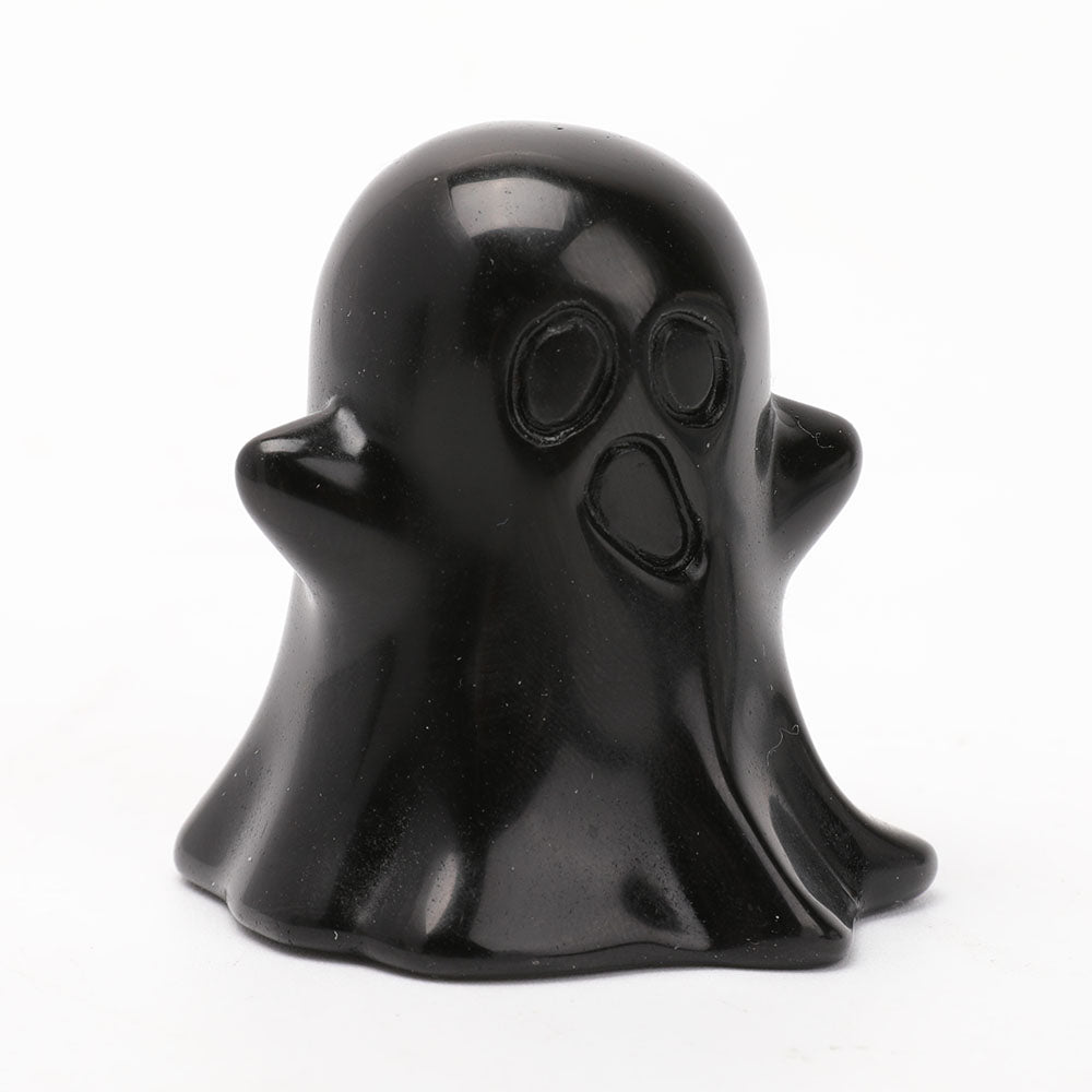 2" Black Obsidian Ghost Sculpture for Halloween Decoration