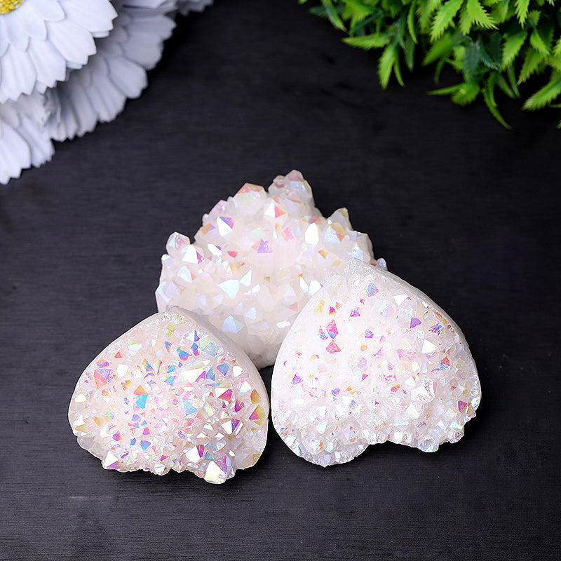 2-Inch Aura Quartz Heart Crystal Figurine with Angel Energy
