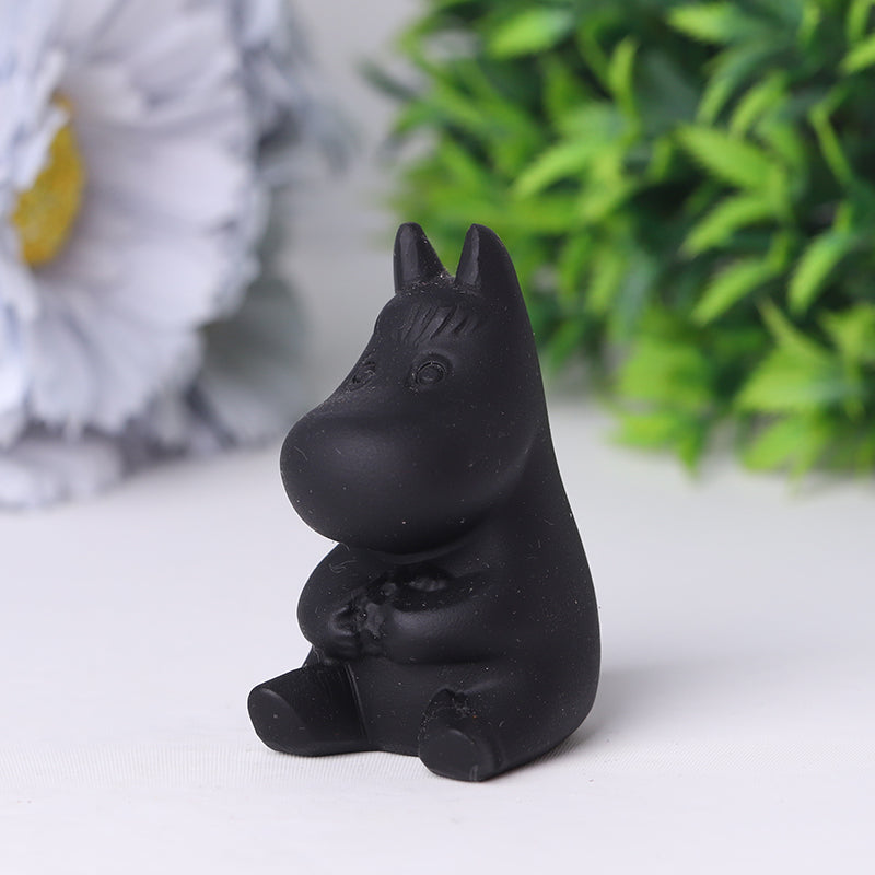 2 Inch Black Obsidian Crystal Animals | Hand Carved Figurines