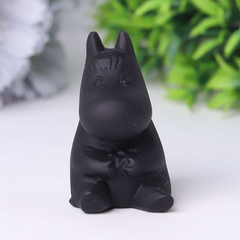 2 Inch Black Obsidian Crystal Animals | Hand Carved Figurines