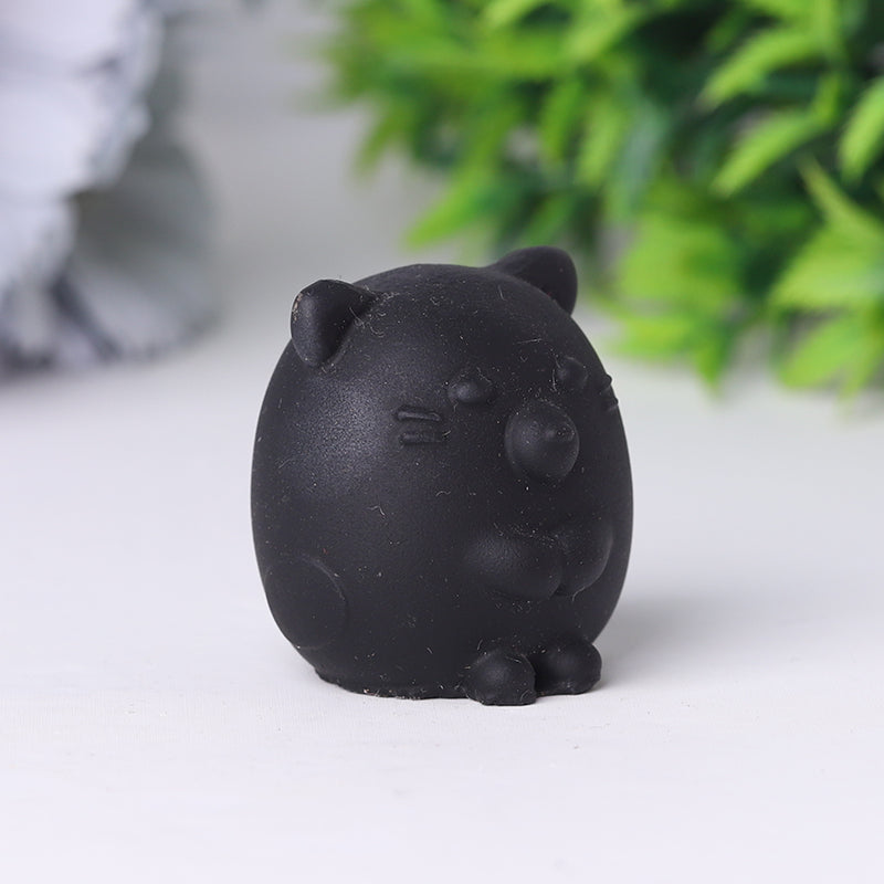 2 Inch Black Obsidian Crystal Animals | Hand Carved Figurines