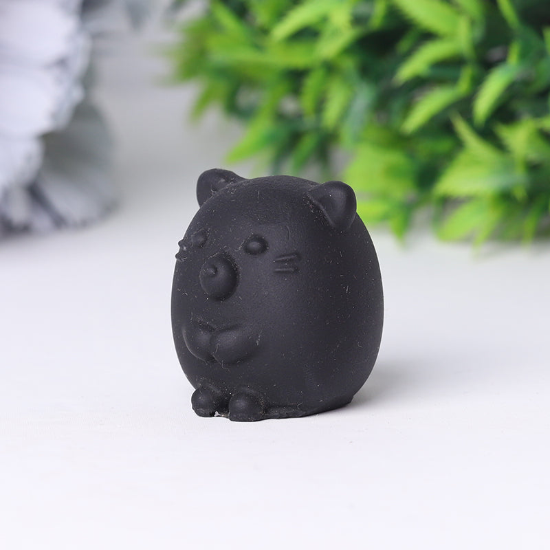 2 Inch Black Obsidian Crystal Animals | Hand Carved Figurines
