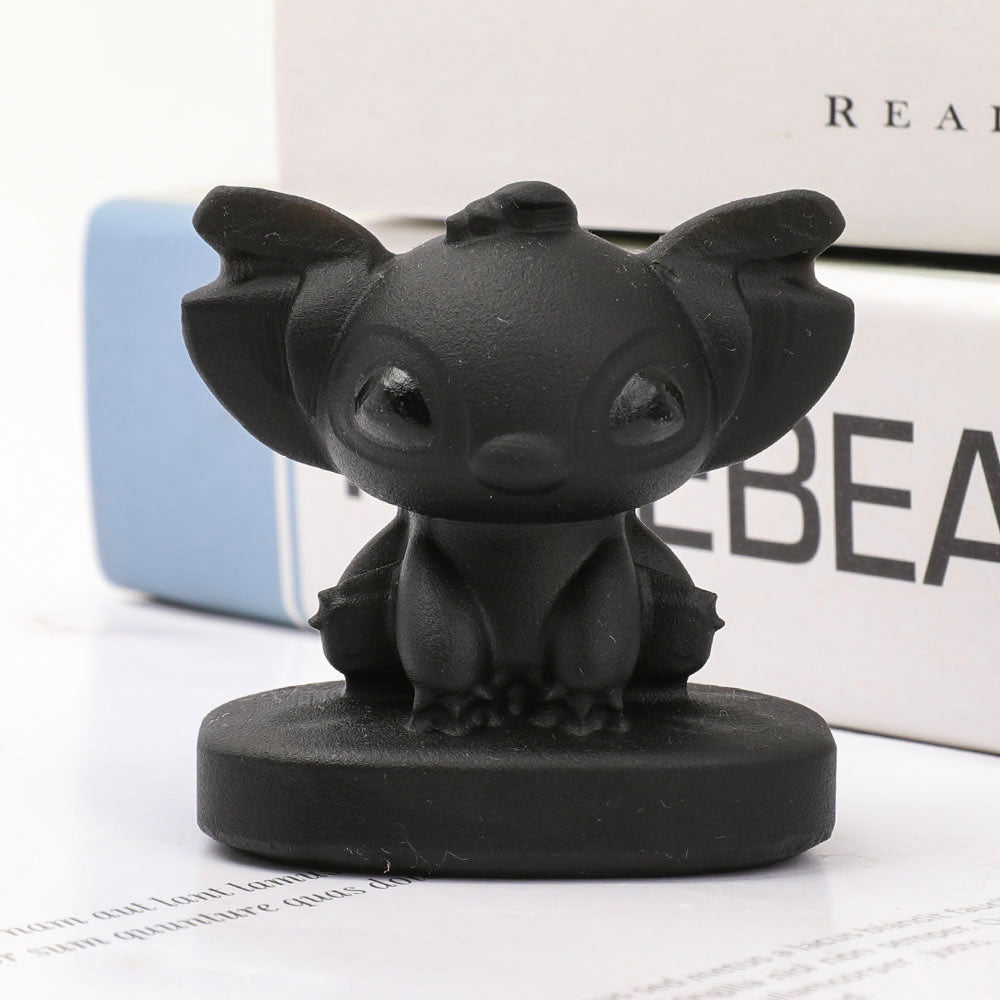 2-Inch Black Obsidian Matte Figurine Carving