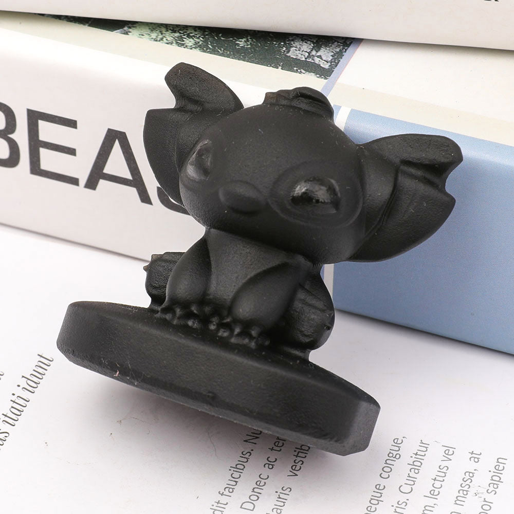 2-Inch Black Obsidian Matte Figurine Carving