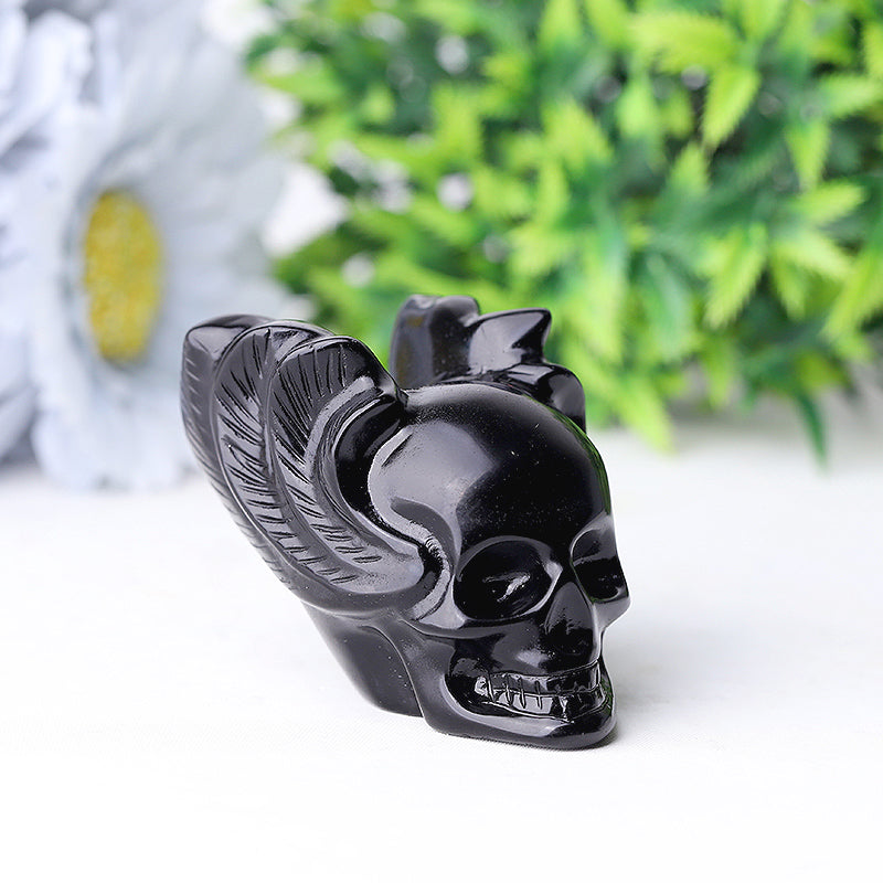 2-inch Black Obsidian Skull Crystal Carving for Healing