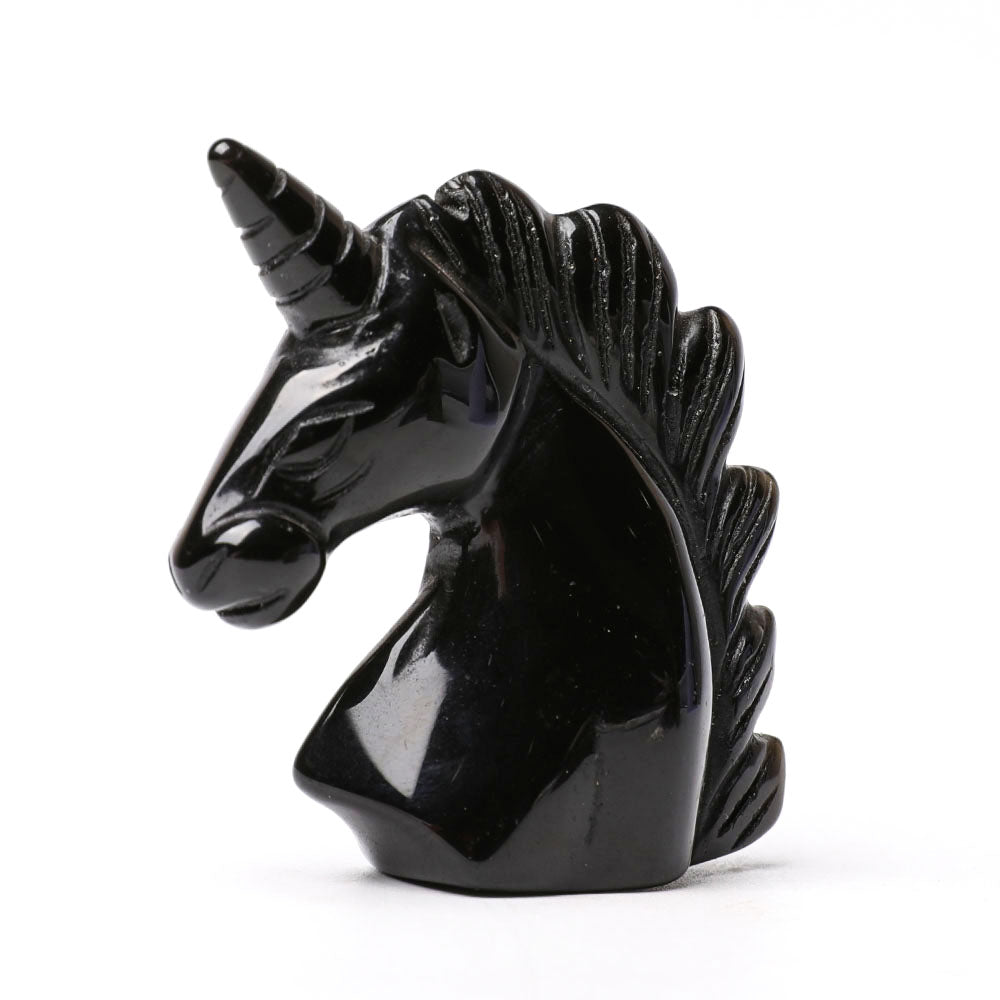 2 Inch Black Obsidian Unicorn Crystal Animal Carving