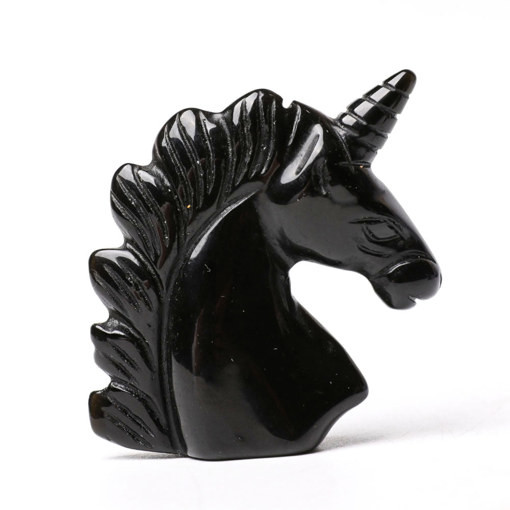 2 Inch Black Obsidian Unicorn Crystal Animal Carving