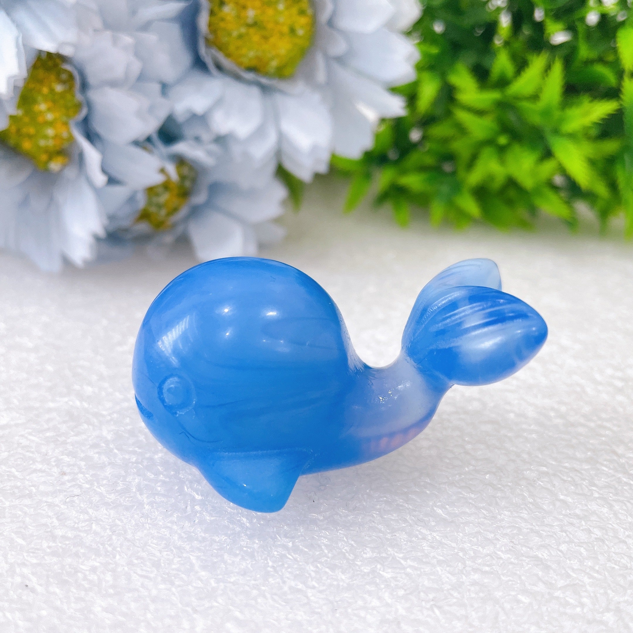 2 inch Blue Opalite Whale Crystal Carving Figurine