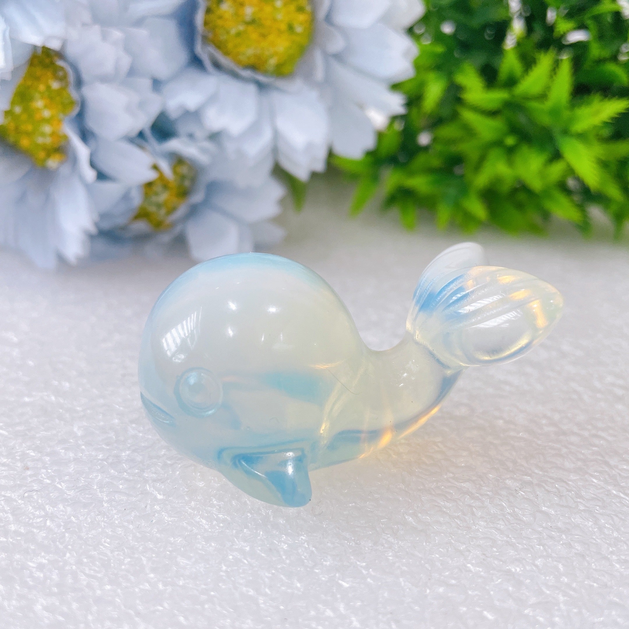 2 inch Blue Opalite Whale Crystal Carving Figurine