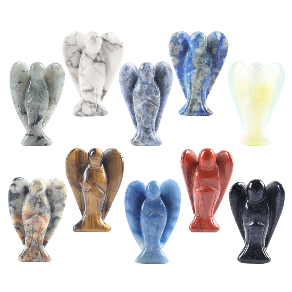 2-Inch Crystal Angel Carving Figurine Healing Energy