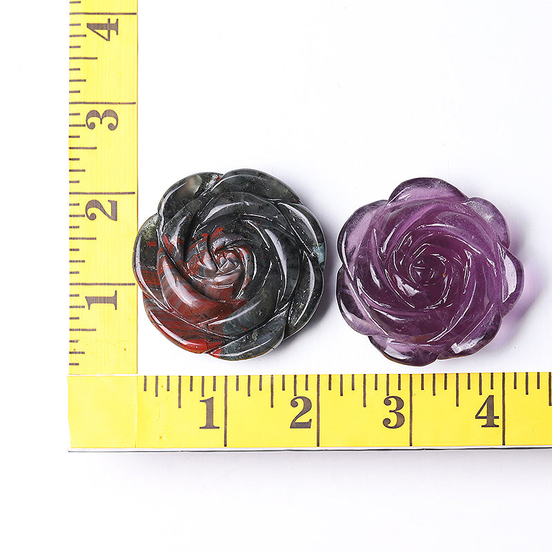 2-Inch Crystal Rose Flower Figurines Hand-Carved
