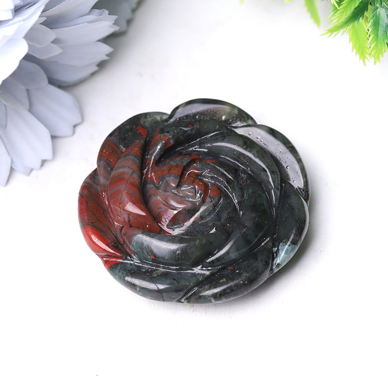 2-Inch Crystal Rose Flower Figurines Hand-Carved