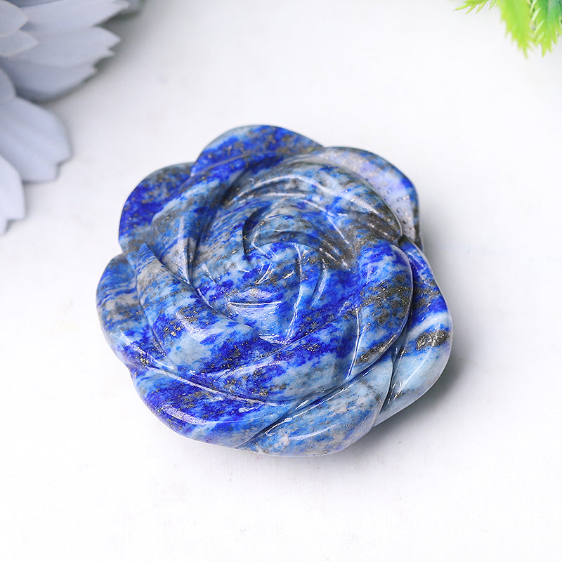 2-Inch Crystal Rose Flower Figurines Hand-Carved