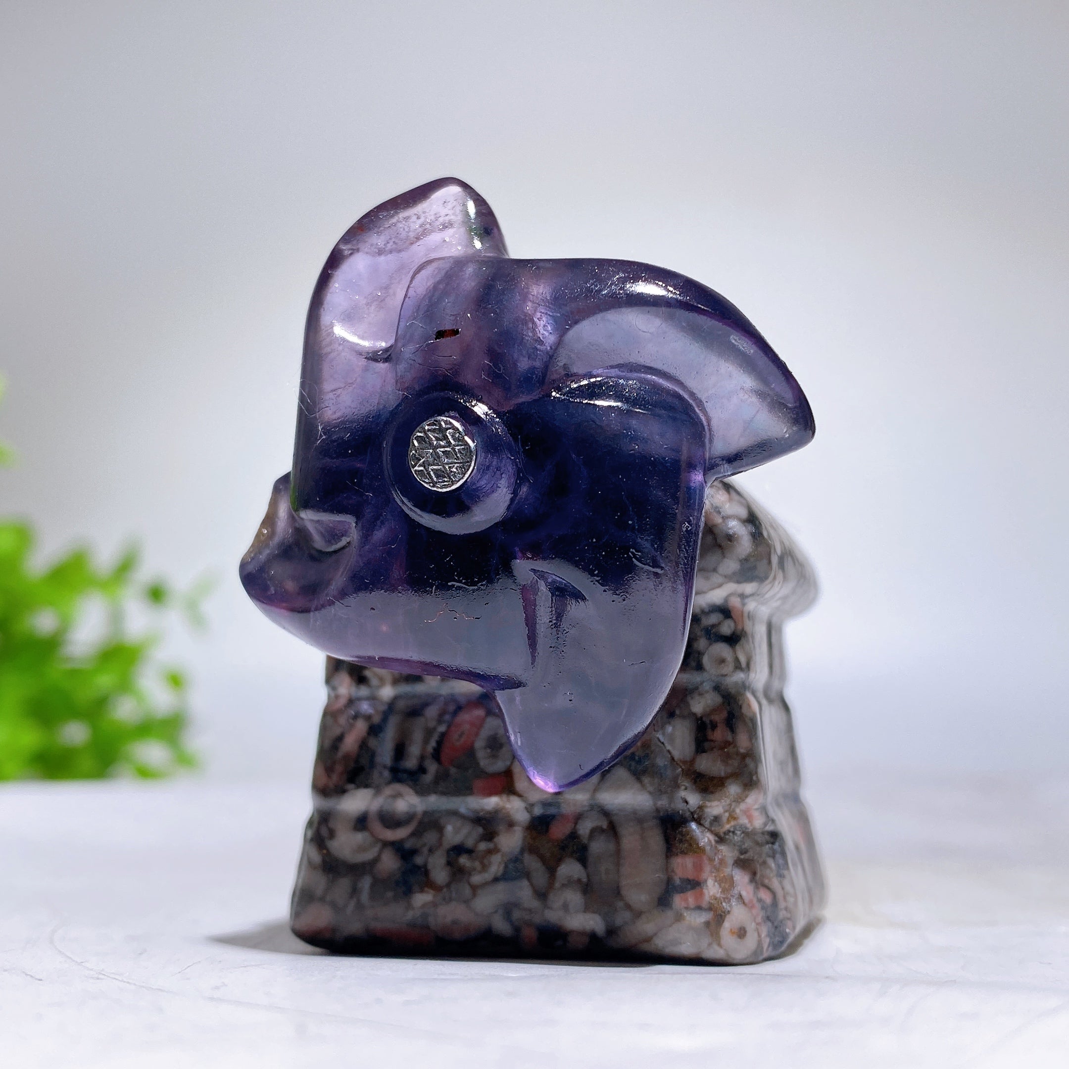 2-Inch Crystal Windmill House Figurine Carving for Healing