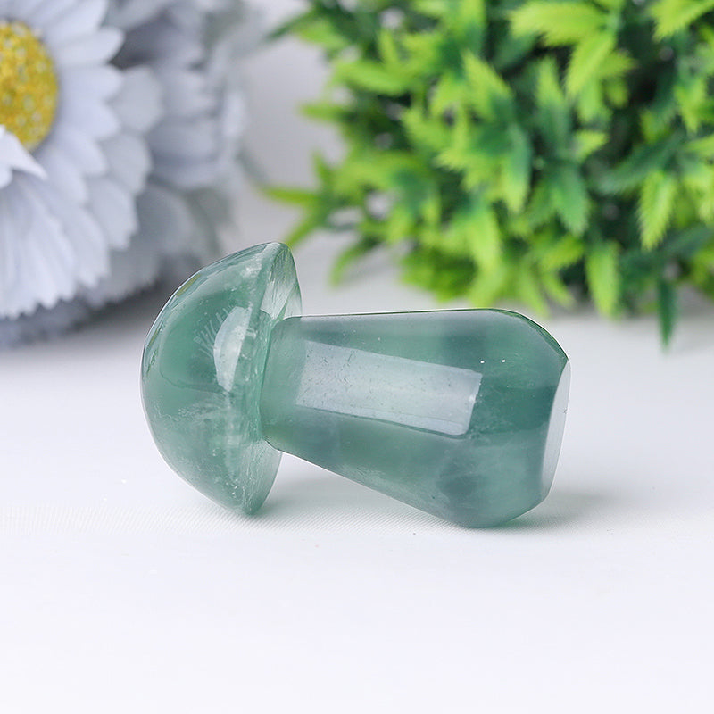 2-inch Fluorite Crystal Mushroom Carving Figurine