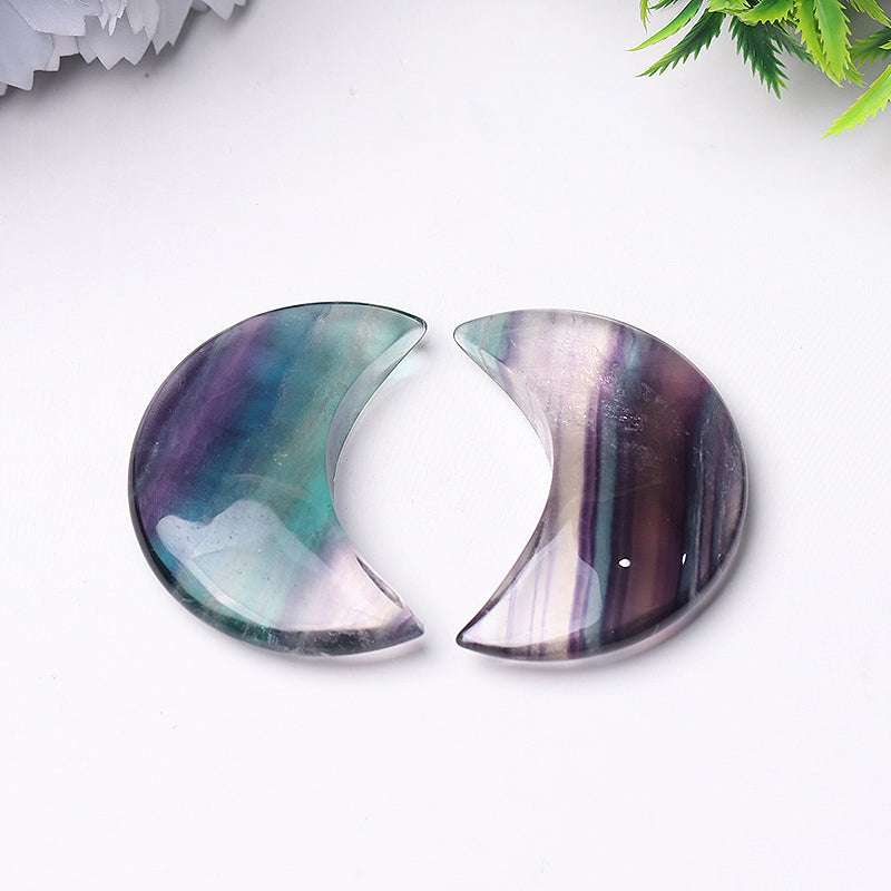 2-inch Fluorite Moon Crystal Figurine Carving