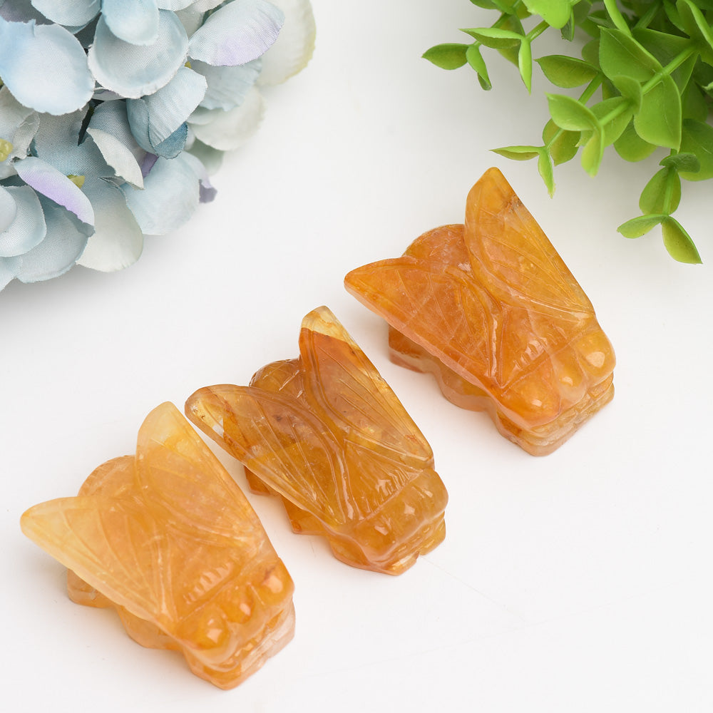 2-Inch Golden Healer Crystal Cicada Figurine Healing Energy