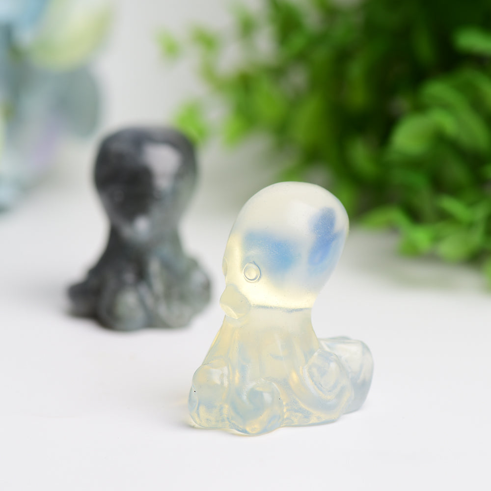 Sculpture en cristal de pieuvre en labradorite et opalite de 2 pouces