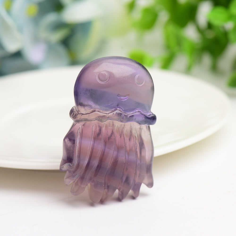 2-Inch Mixed Crystal Jellyfish Carving for Healing