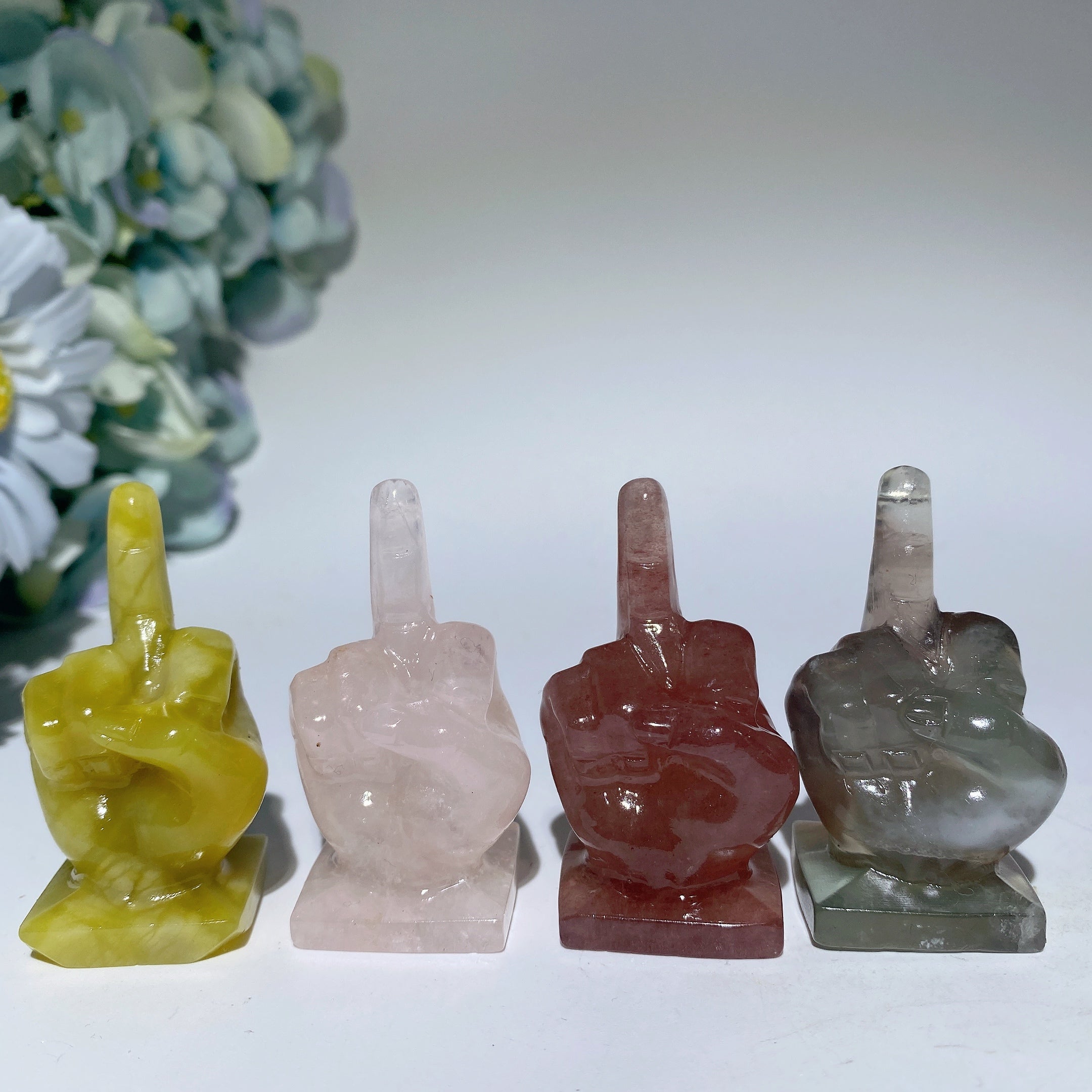 2-inch Mixed Crystal Middle Finger Carving Figurine
