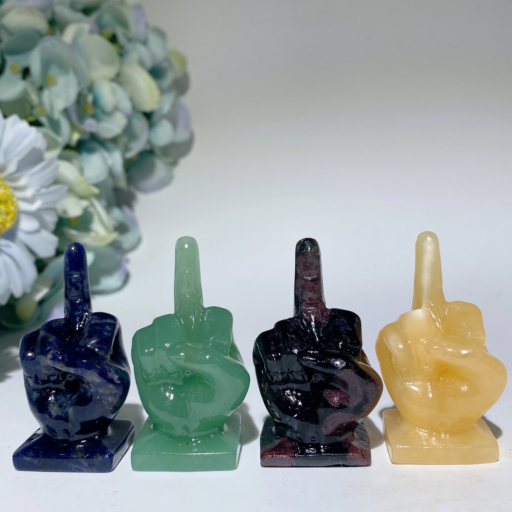 2-inch Mixed Crystal Middle Finger Carving Figurine