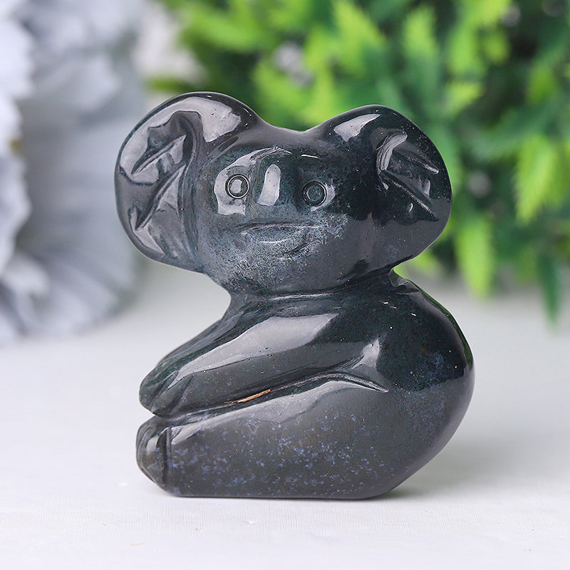 2 Inch Moss Agate Koala Crystal Carving Figurine