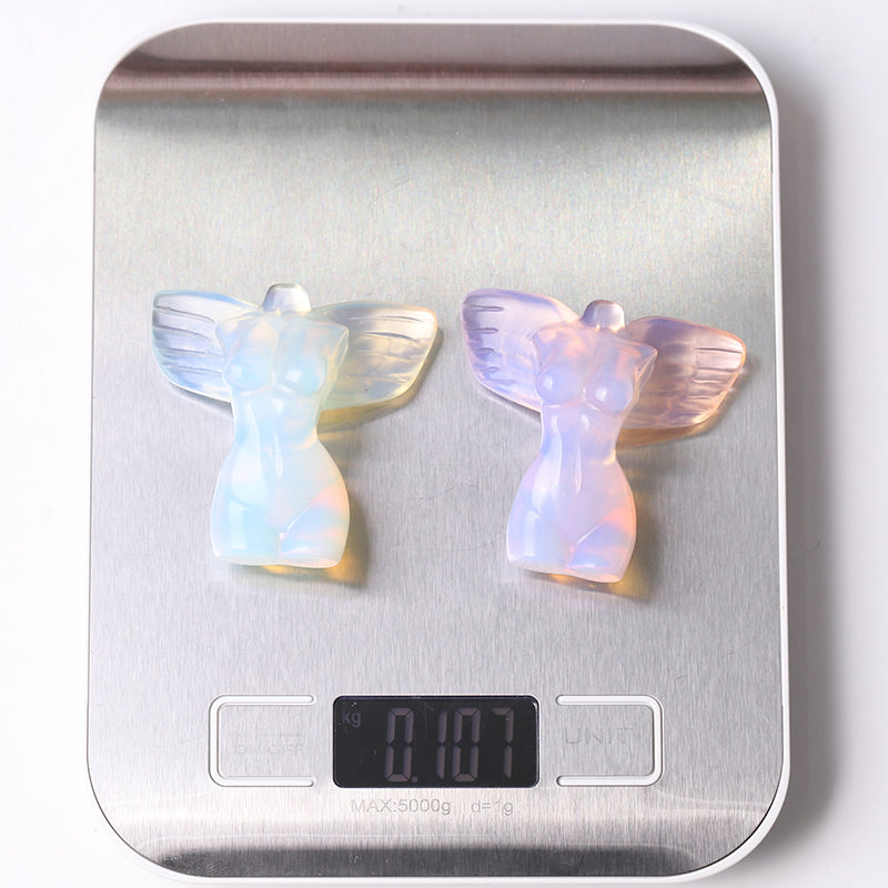 Figurine d'ange en cristal d'opalite rose de 5 cm avec ailes