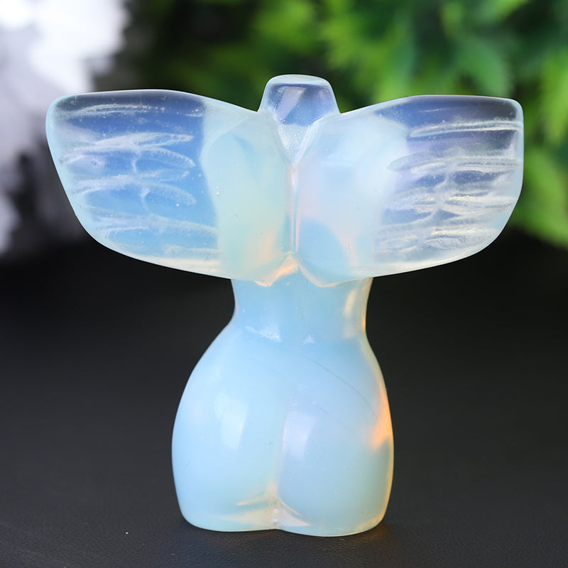 Figurine d'ange en cristal d'opalite rose de 5 cm avec ailes