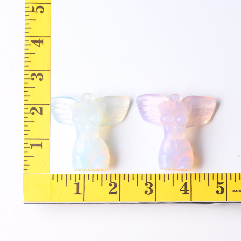 Figurine d'ange en cristal d'opalite rose de 5 cm avec ailes