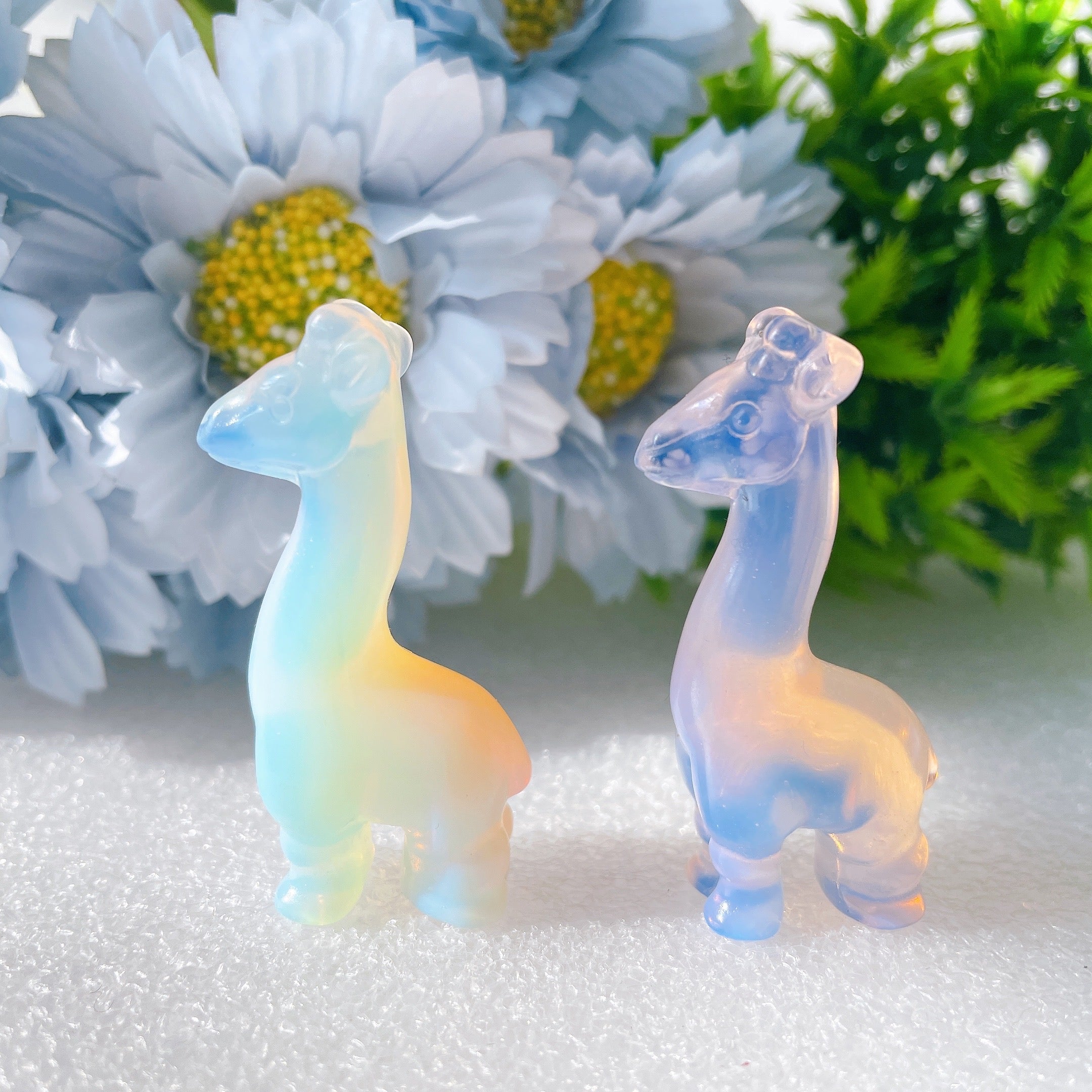 2 inch Pink Opalite Giraffe Crystal Animal Carving
