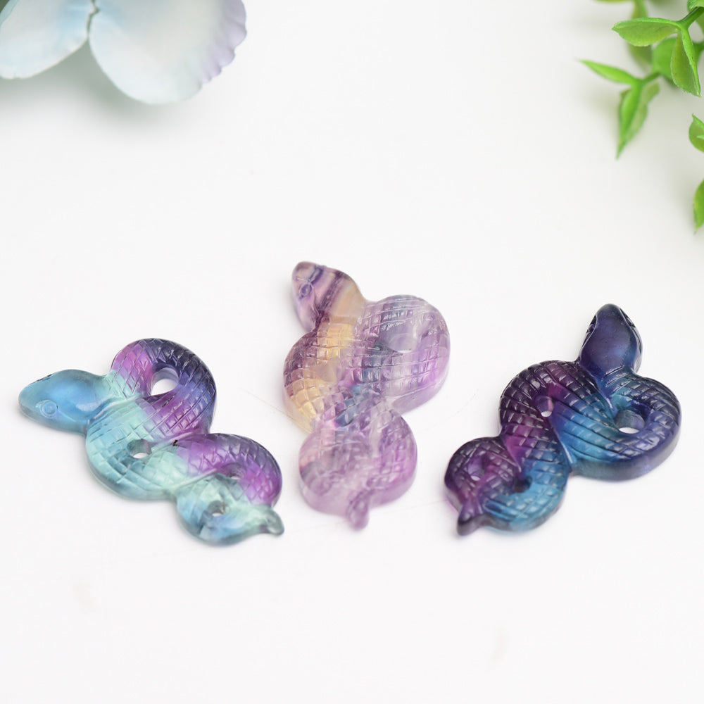 2-inch Rainbow Fluorite Snake Carving for Healing & Meditation