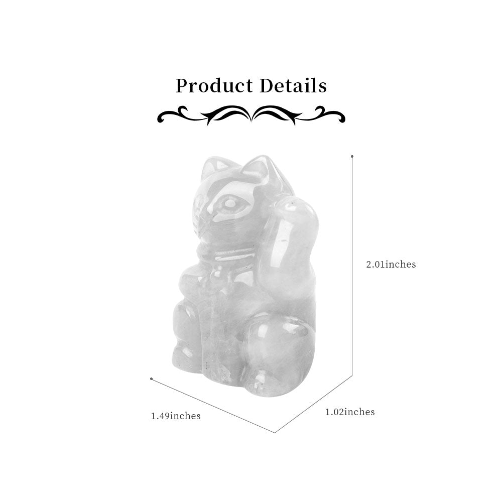 2-inch Rose Quartz Crystal Lucky Cat Carving