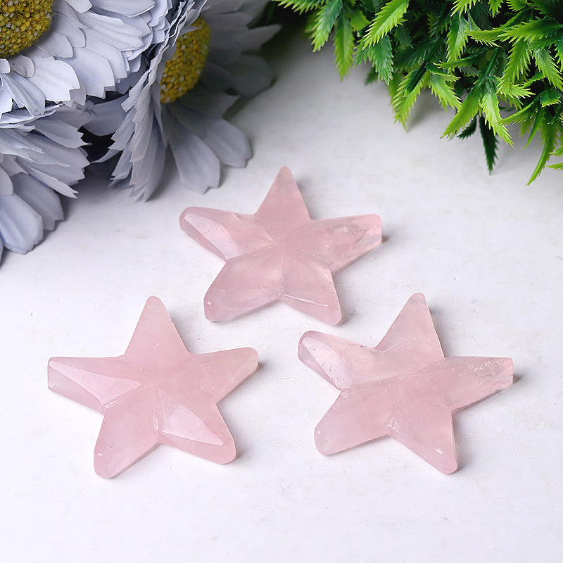 2-inch Rose Quartz Star Crystal Carving for Healing