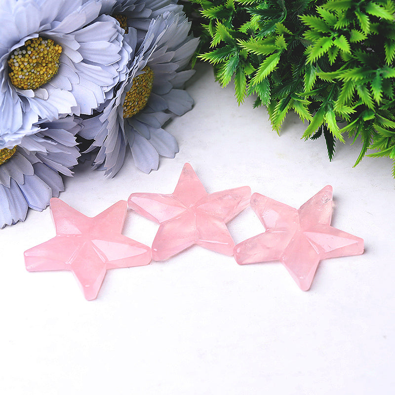 2-inch Rose Quartz Star Crystal Carving for Healing