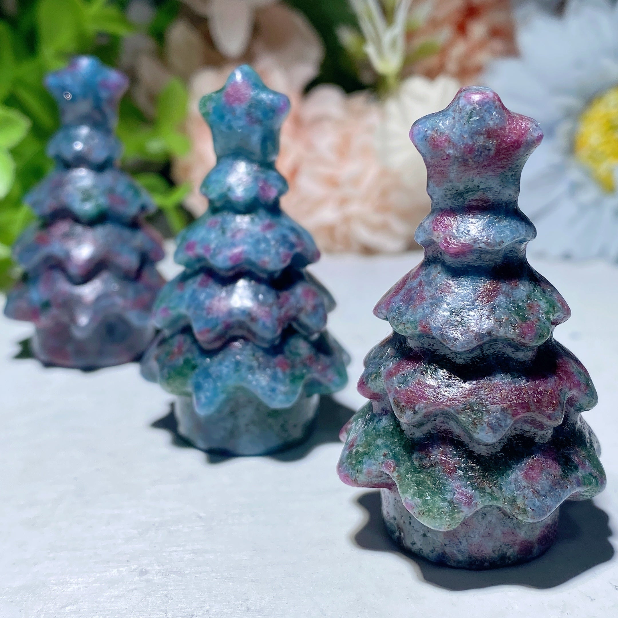 2-Inch Ruby Kyanite Crystal Christmas Tree Figurine