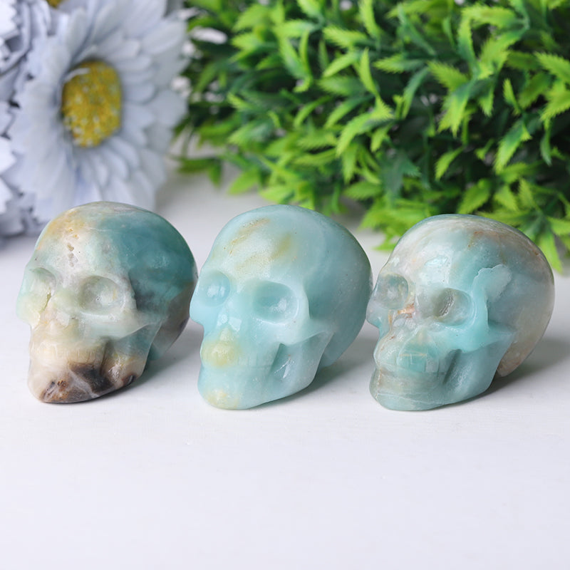 2 inch Sky Blue Crystal Skull Carving for Energy Healing