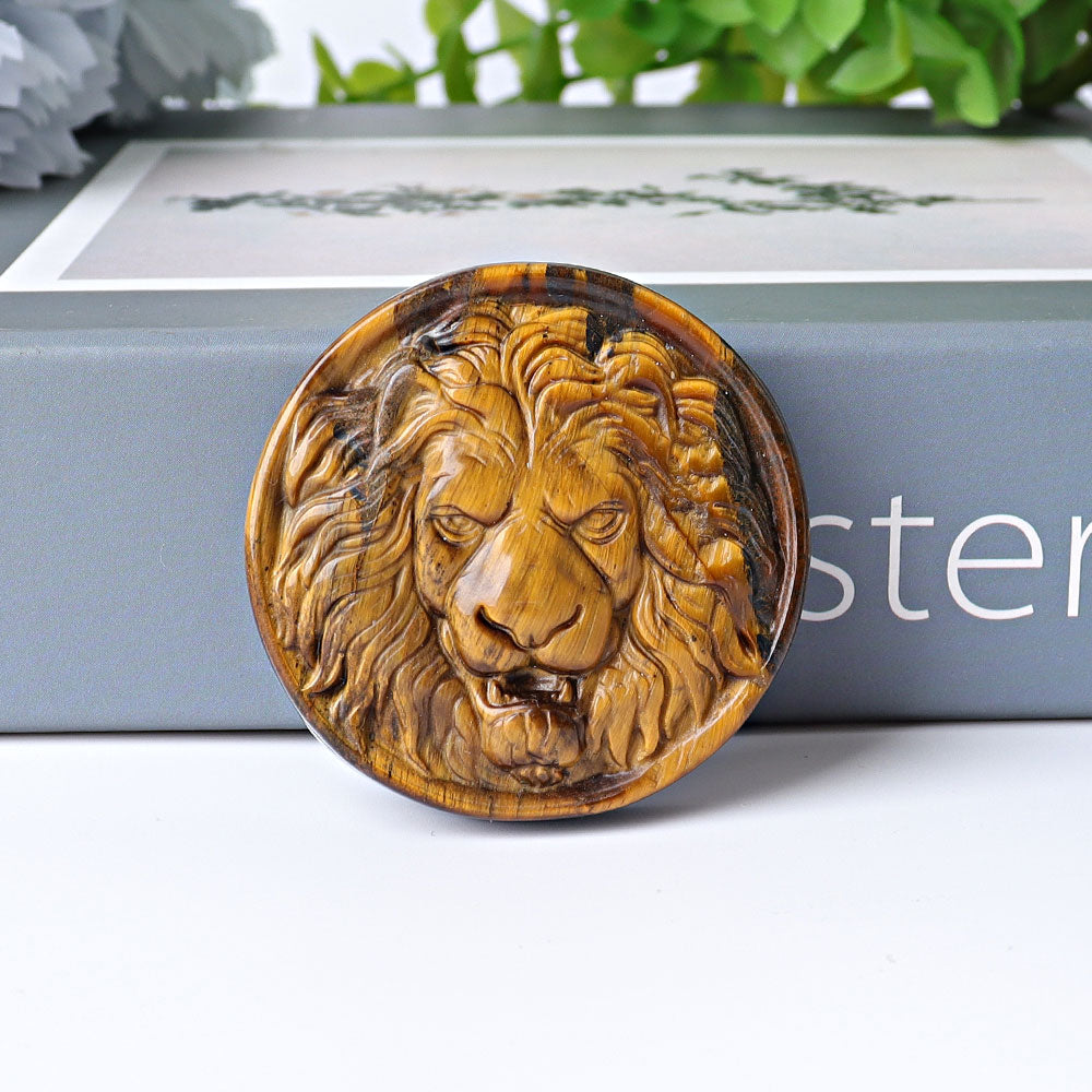 2-inch Spiritual Lion Totem Crystal Carving Tiger's Eye