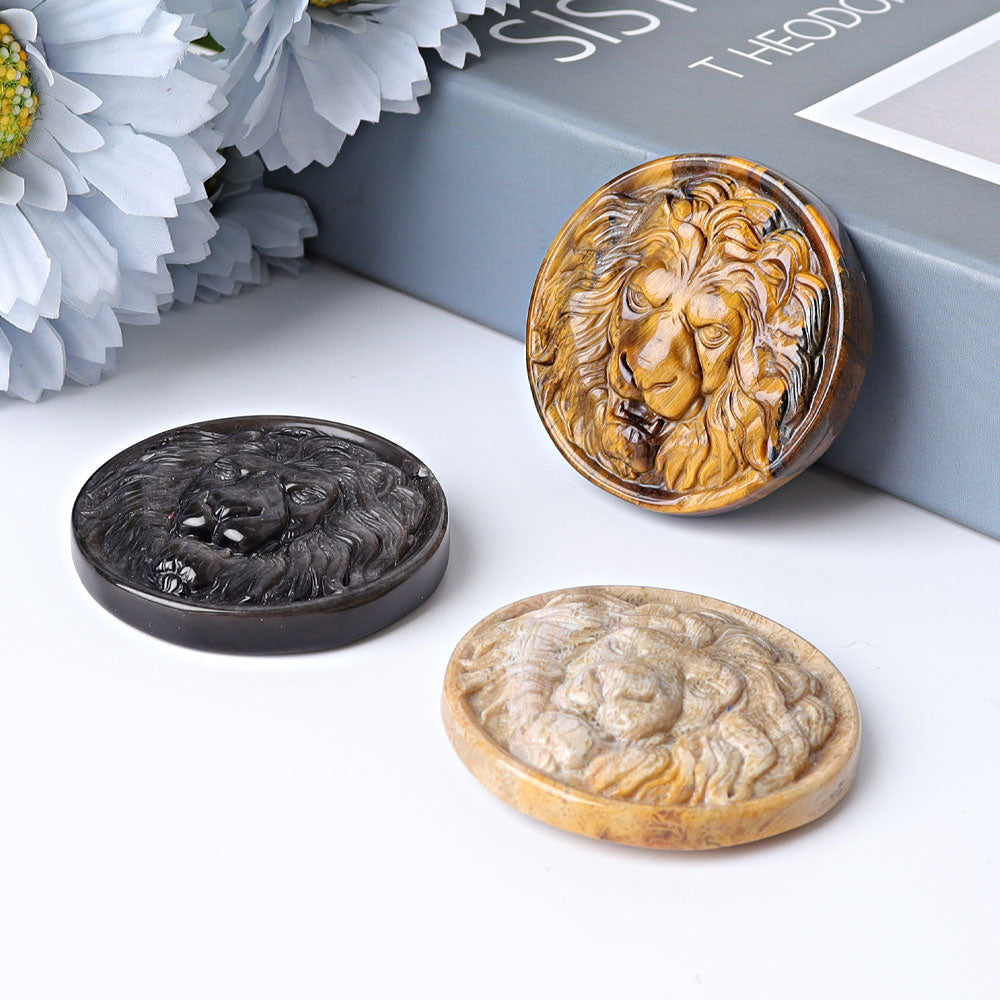 2-inch Spiritual Lion Totem Crystal Carving Tiger's Eye