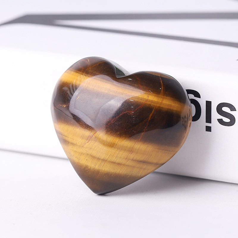 2 Inch Tiger Eye Heart Crystal Carving for Healing