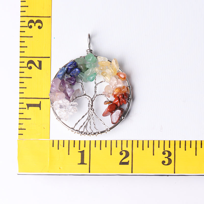 2-inch Tree of Life Mixed Crystal Pendant for Spiritual Growth