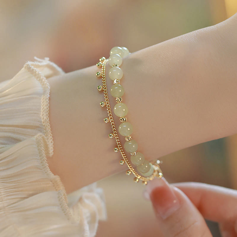 Bracelet en jade Hetian à deux couches pour la chance et la prospérité