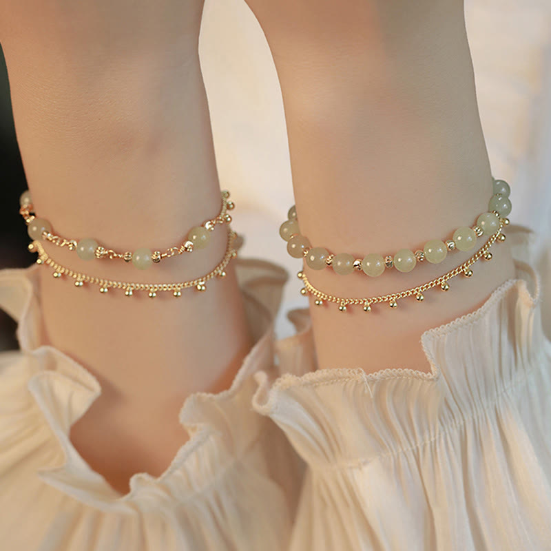 Bracelet en jade Hetian à deux couches pour la chance et la prospérité
