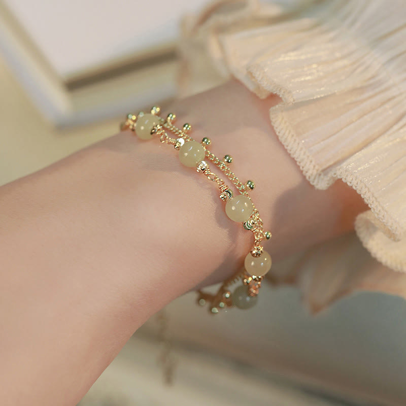 Bracelet en jade Hetian à deux couches pour la chance et la prospérité