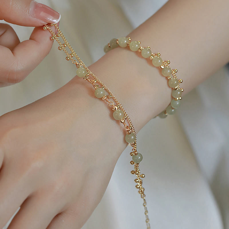 Bracelet en jade Hetian à deux couches pour la chance et la prospérité