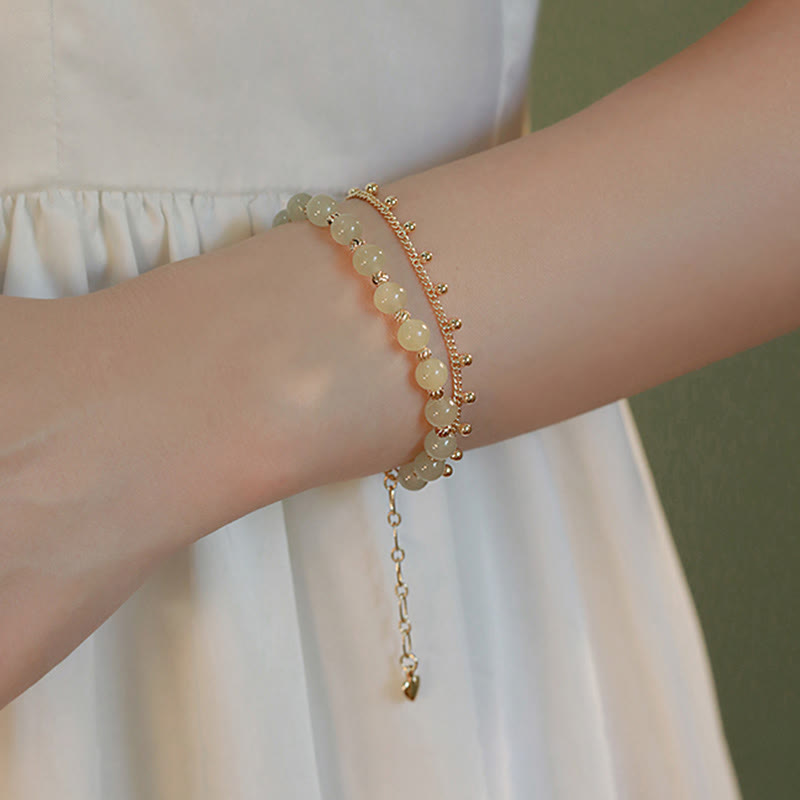 Bracelet en jade Hetian à deux couches pour la chance et la prospérité